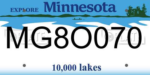 MG8O070 Minnesota License Plate