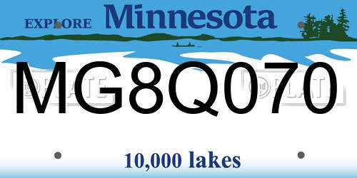 MG8Q070 Minnesota License Plate