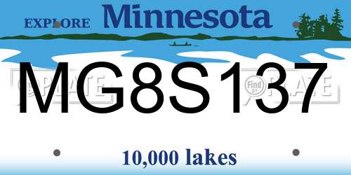 MG8S137 Minnesota License Plate