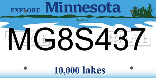 MG8S437 Minnesota License Plate