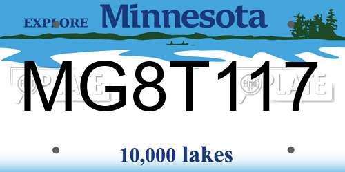 MG8T117 Minnesota License Plate