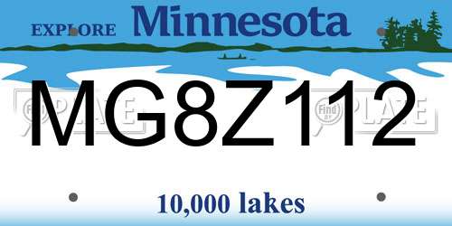 MG8Z112 Minnesota License Plate