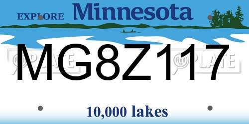 MG8Z117 Minnesota License Plate