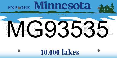 MG93535 Minnesota License Plate