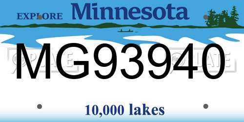 MG93940 Minnesota License Plate