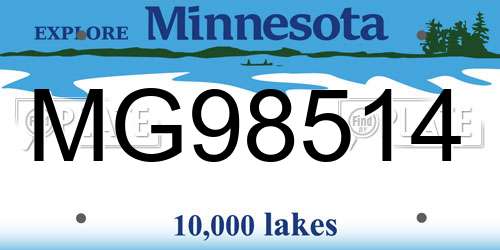 MG98514 Minnesota License Plate