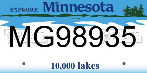 MG98935 Minnesota License Plate