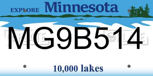 MG9B514 Minnesota License Plate