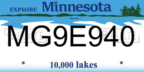 MG9E940 Minnesota License Plate