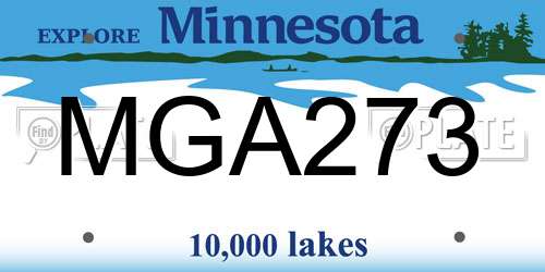 MGA273 Minnesota License Plate