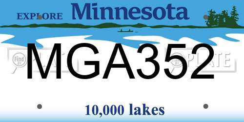 MGA352 Minnesota License Plate