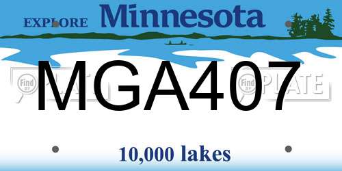 MGA407 Minnesota License Plate