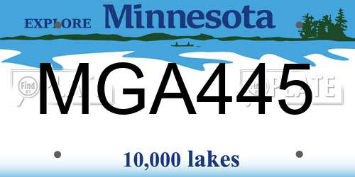 MGA445 Minnesota License Plate