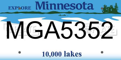 MGA5352 Minnesota License Plate