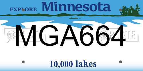 MGA664 Minnesota License Plate