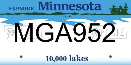 MGA952 Minnesota License Plate