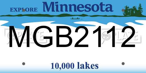 MGB2112 Minnesota License Plate