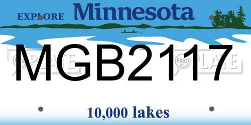 MGB2117 Minnesota License Plate