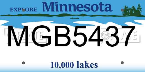 MGB5437 Minnesota License Plate