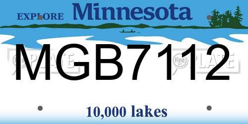 MGB7112 Minnesota License Plate
