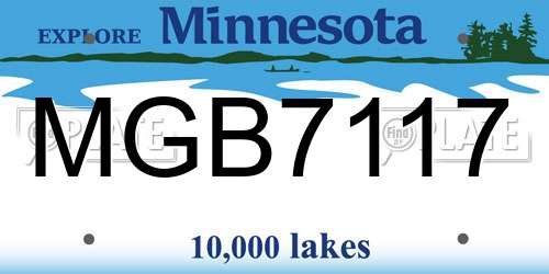 MGB7117 Minnesota License Plate