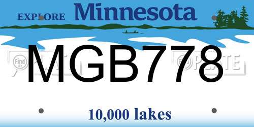 MGB778 Minnesota License Plate
