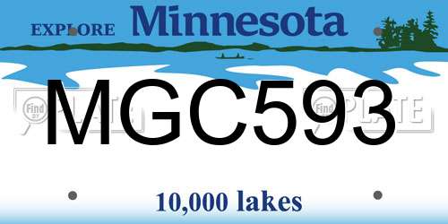 MGC593 Minnesota License Plate