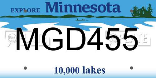 MGD455 Minnesota License Plate