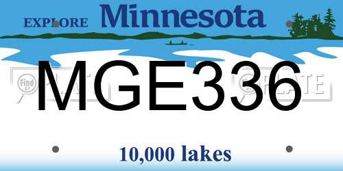 MGE336 Minnesota License Plate