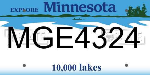 MGE4324 Minnesota License Plate