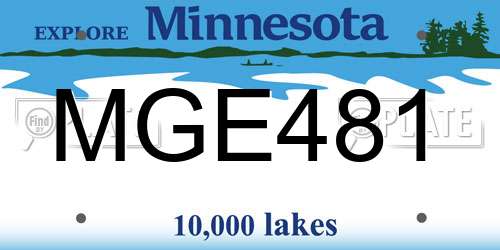 MGE481 Minnesota License Plate