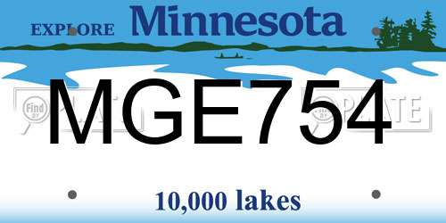 MGE754 Minnesota License Plate