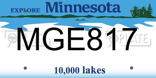 MGE817 Minnesota License Plate