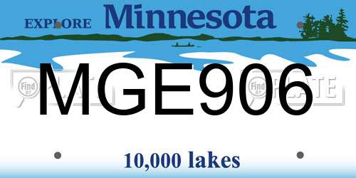 MGE906 Minnesota License Plate