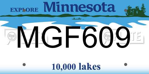 MGF609 Minnesota License Plate