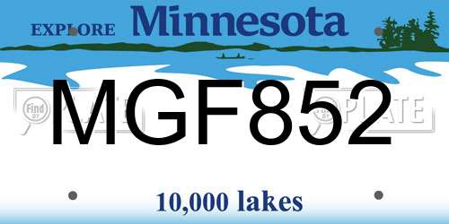 MGF852 Minnesota License Plate
