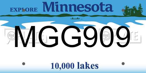 MGG909 Minnesota License Plate