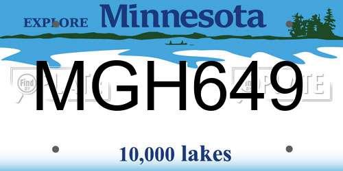 MGH649 Minnesota License Plate