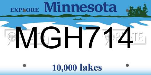 MGH714 Minnesota License Plate