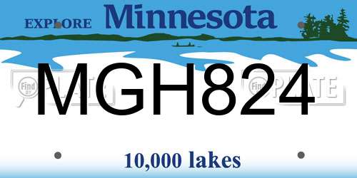 MGH824 Minnesota License Plate
