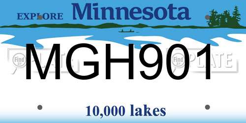 MGH901 Minnesota License Plate
