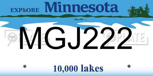 MGJ222 Minnesota License Plate