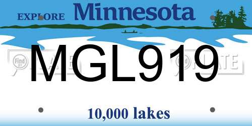 MGL919 Minnesota License Plate