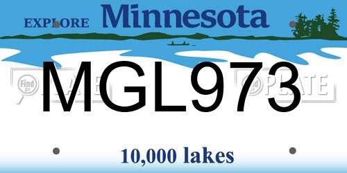 MGL973 Minnesota License Plate
