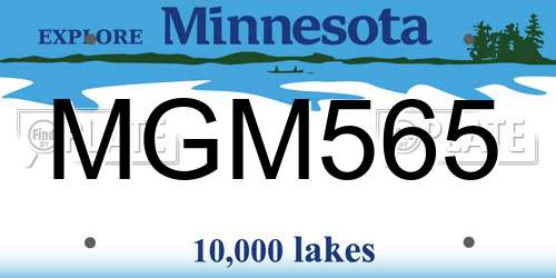 MGM565 Minnesota License Plate