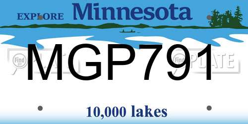 MGP791 Minnesota License Plate