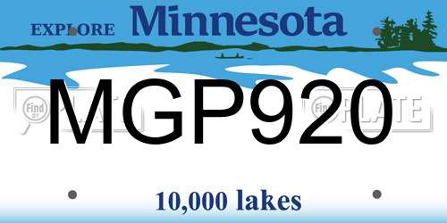 MGP920 Minnesota License Plate