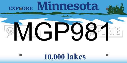 MGP981 Minnesota License Plate