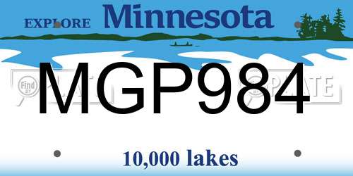 MGP984 Minnesota License Plate