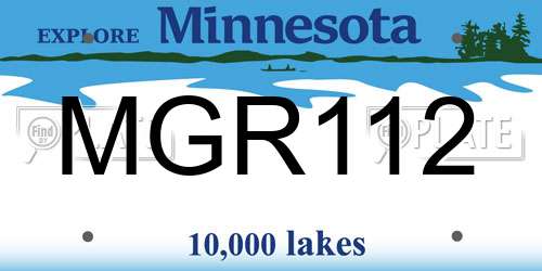 MGR112 Minnesota License Plate